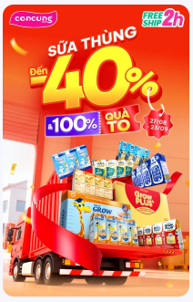 Khuyến mãi Sữa thùng 40% Freeship 2h